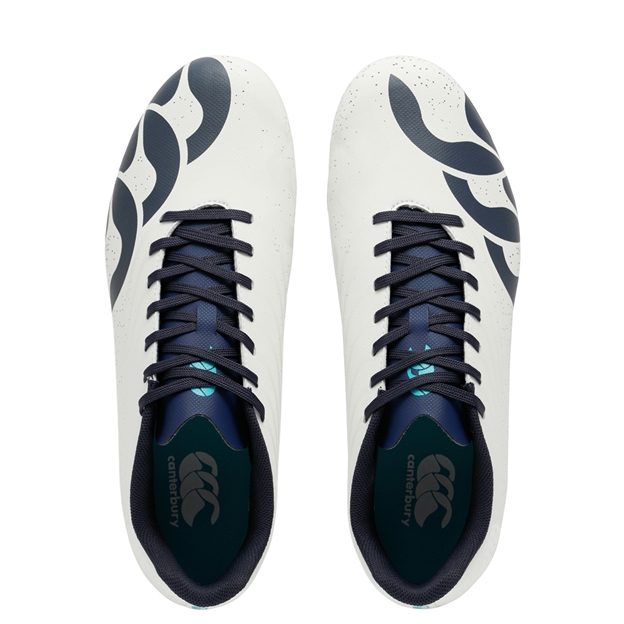 Canterbury Adults Stampede Groundbreak Team Soft Ground Rugby Boots White - Pair Top View