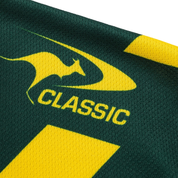 Kangaroos Mens Rugby League World Cup Home Rugby Shirt 2026 Green - Classic Sportswear Logo Close-up