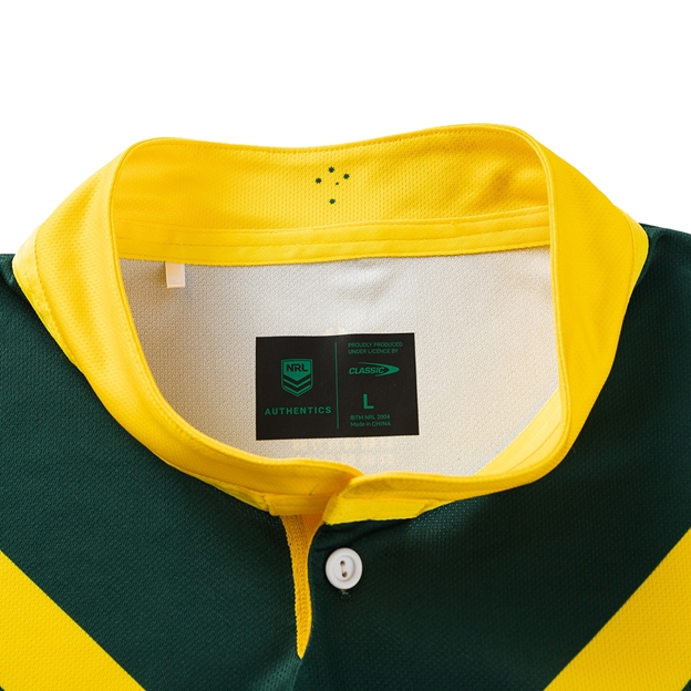 Kangaroos Mens Rugby League World Cup Home Rugby Shirt 2026 Green - Collar Close-up