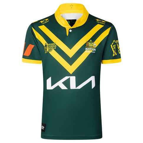Kangaroos Mens Rugby League World Cup Home Rugby Shirt 2026 Green - Front View