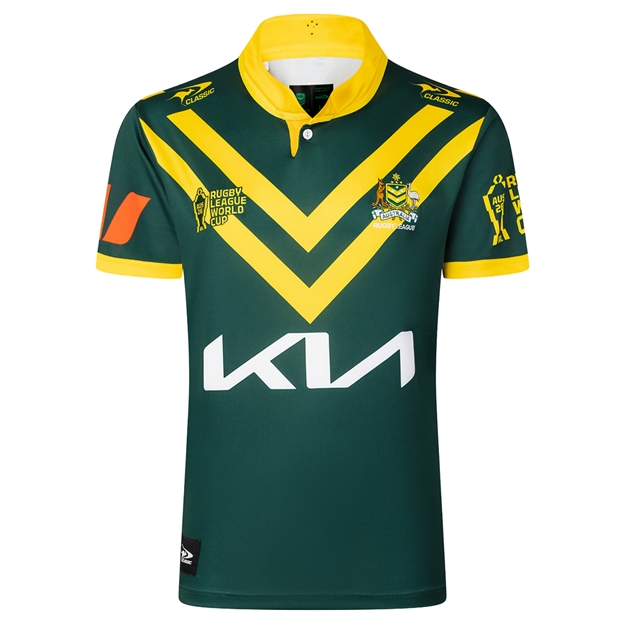 Kangaroos Mens Rugby League World Cup Home Rugby Shirt 2026 Green - Front View