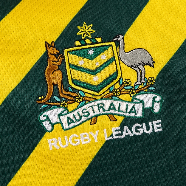 Kangaroos Mens Rugby League World Cup Home Rugby Shirt 2026 Green - Kangaroos Crest Detail