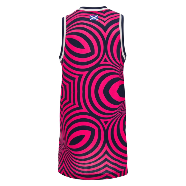 Scotland Womens Training Vest 26/27 Navy and Neon Pink - Back View