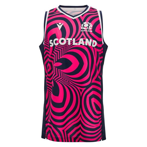 Scotland Womens Training Vest 26/27 Navy and Neon Pink - Front View