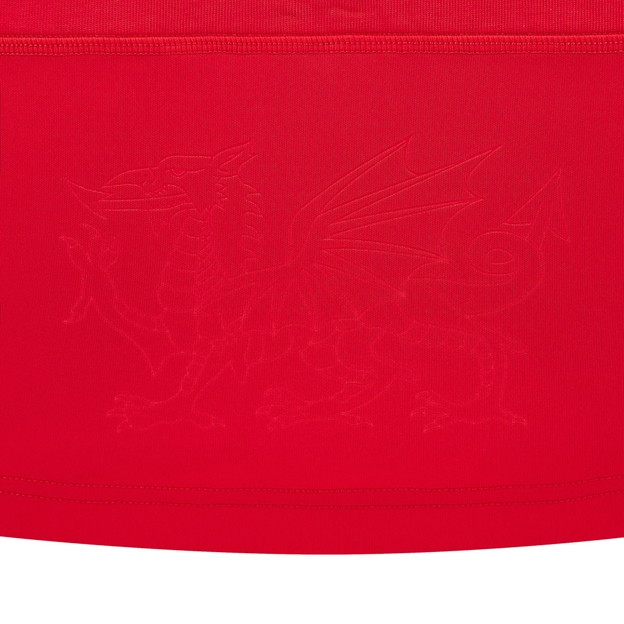 Wales Mens Home Cotton Rugby Shirt 26/27 Short Sleeve Red - Embossed Dragon Detail