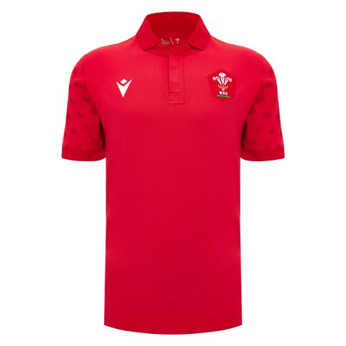 Wales Mens Home Cotton Rugby Shirt 26/27 Short Sleeve Red - Front View