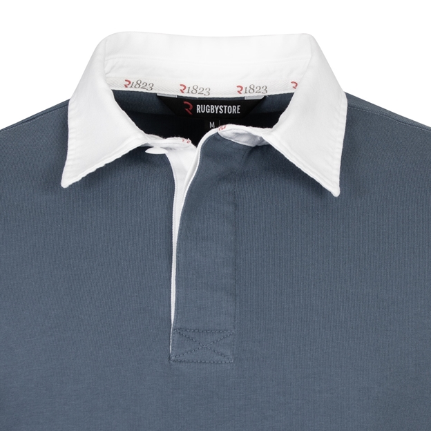 Rugby 1823 Adults Rugby Shirt Petrol Blue - Collar Close-up