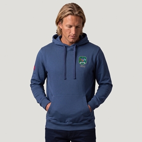 Australia 1899 Crest Adults Cotton Hoodie Petrol Blue - Model Front View Main