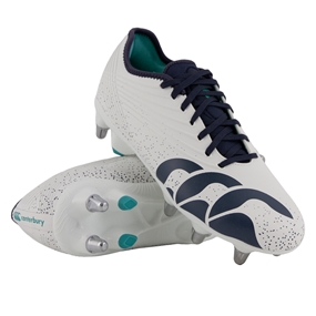 Canterbury Adults Stampede Groundbreak Pro Soft Ground Rugby Boots White - Front View