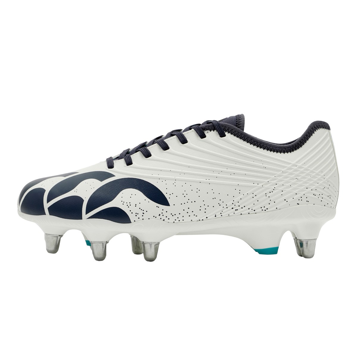 Canterbury Adults Stampede Groundbreak Pro Soft Ground Rugby Boots White - Front View