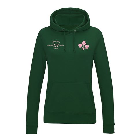 Womens World Cup Ireland Womens Classic Hoodie Bottle Green - Front