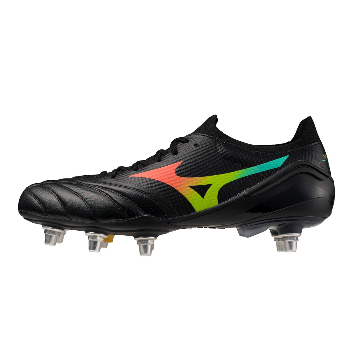 Mizuno Adults Morelia Neo V Βeta Elite Soft Ground Rugby Boots Bright Black - Front View