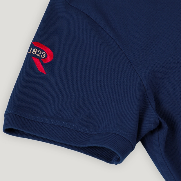Rugby 1823 Adults Polo Shirt Navy - Sleeve Close-up View