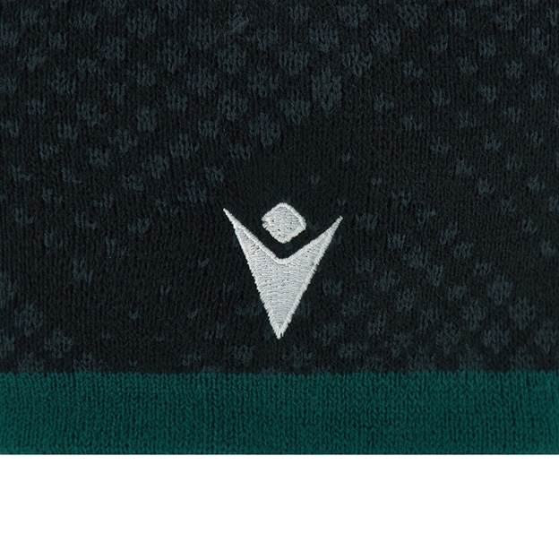 Wales Adults Beanie 26/27 Pantone Black - Macron Logo Close-up