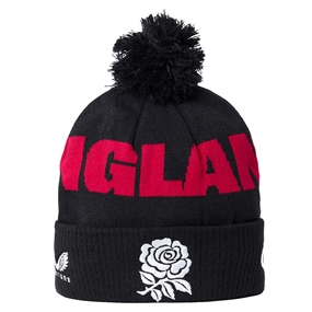 England Adults Bobble Beanie 26/27 Castore Black - Front View