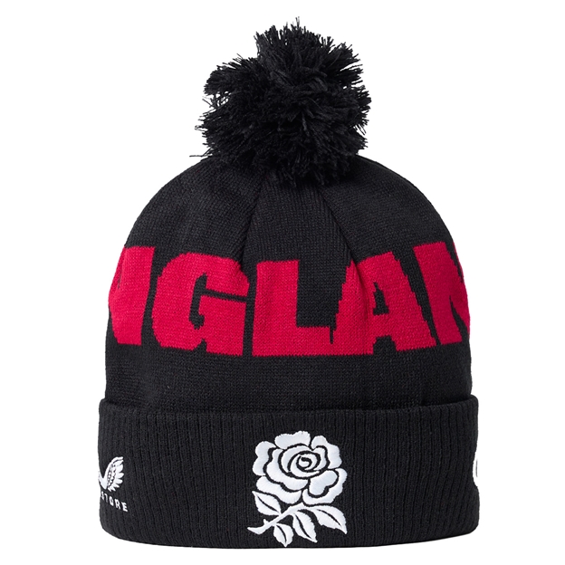 England Adults Bobble Beanie 26/27 Castore Black - Front View