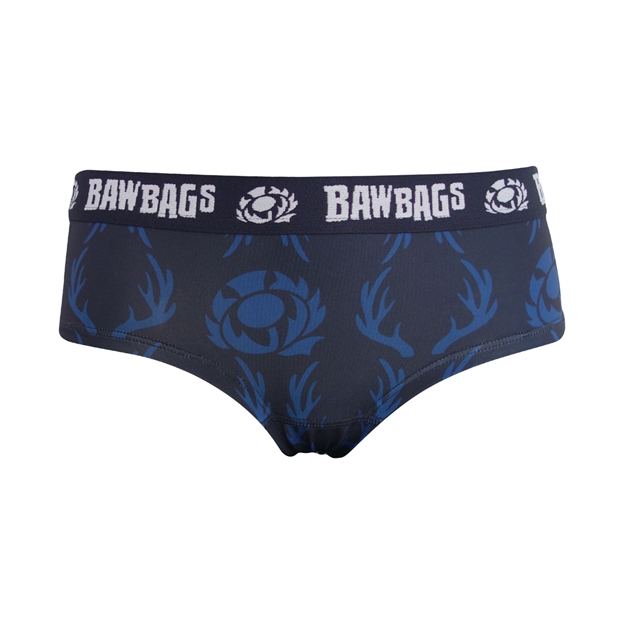Bawbags Womens Cool De Sacs Scotland Rugby Stag Technical Underwear Navy - Front View