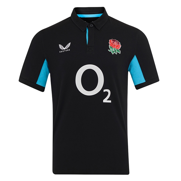 England Mens Away Classic Short Sleeve Rugby Shirt 25/26 Black - Front