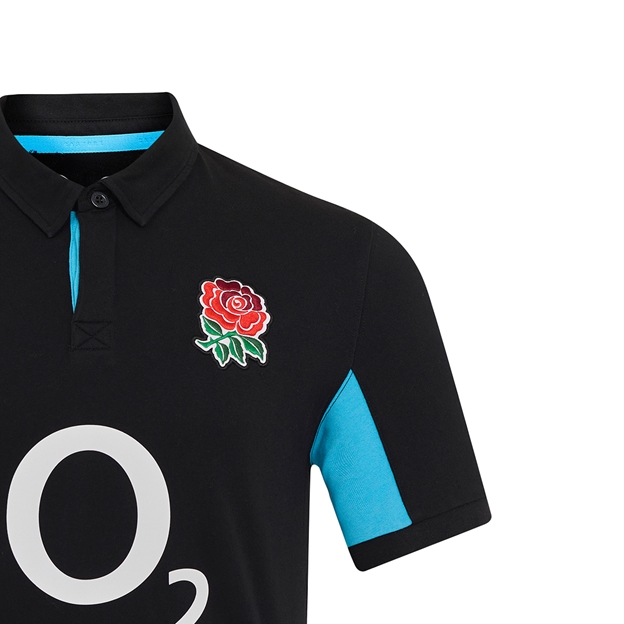 England Mens Away Classic Short Sleeve Rugby Shirt 25/26 Black - RFU Rose