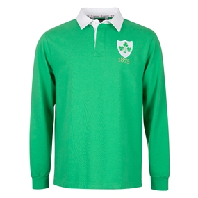Ireland Mens 1875 Origins Rugby Shirt Long Sleeve Emerald Green - Front View