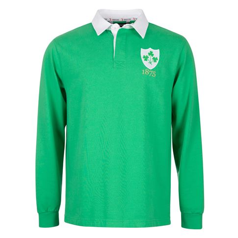 Ireland Mens 1875 Origins Rugby Shirt Long Sleeve Emerald Green - Front View