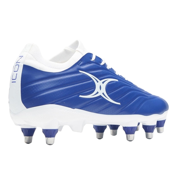 Gilbert Icon Power X V2 8 Stud Soft Ground Rugby Boots Blue - Back