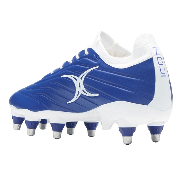 Gilbert Icon Power X V2 8 Stud Soft Ground Rugby Boots Blue - Heel