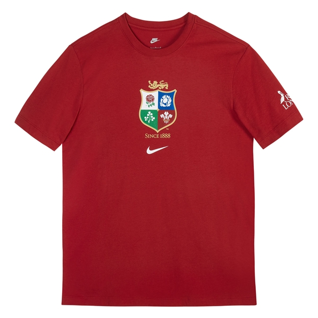 British & Irish Lions Mens Travel T-Shirt 2027 Pepper Red - Flatlay Front