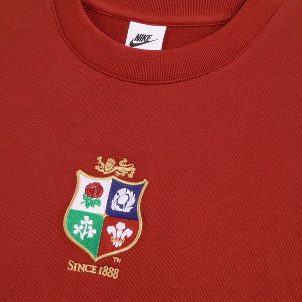 British and Irish Lions Adults Crew 26/27 Pepper Red - Crest Embroidery Close-up