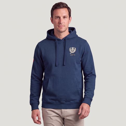 Scotland 1871 Adults Cotton Hoodie Petrol Blue - Model Front View