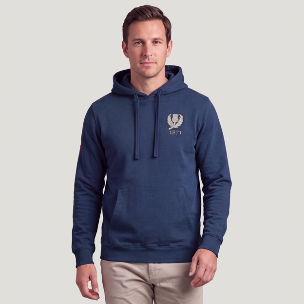 Scotland 1871 Adults Cotton Hoodie Petrol Blue - Model Front View