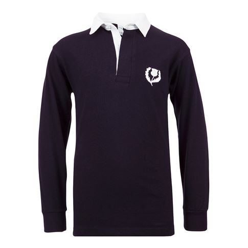Scotland Kids Classic Rugby Shirt Navy - Front View
