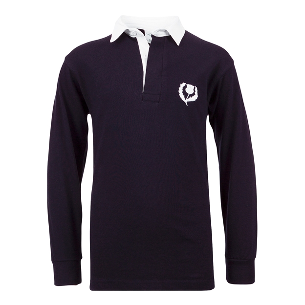 Scotland Kids Classic Rugby Shirt Navy - Front View