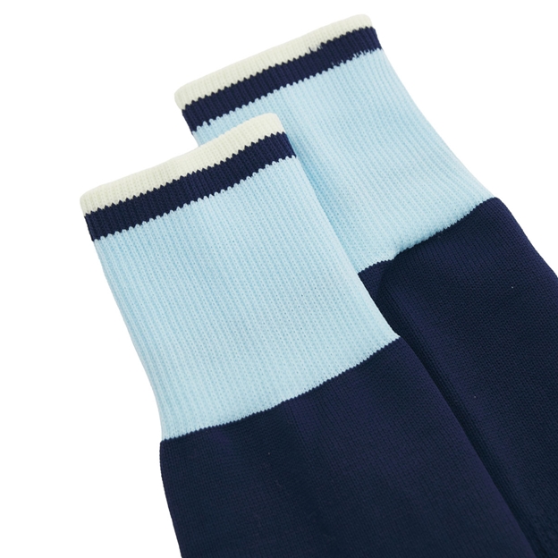 Scotland Kids Home Rugby Socks 26/27 Navy and Sand - Cuff Close-up