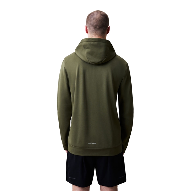 Canterbury Mens Tempo+ Full Zip Hoodie Ivy Green and White - Model Back View