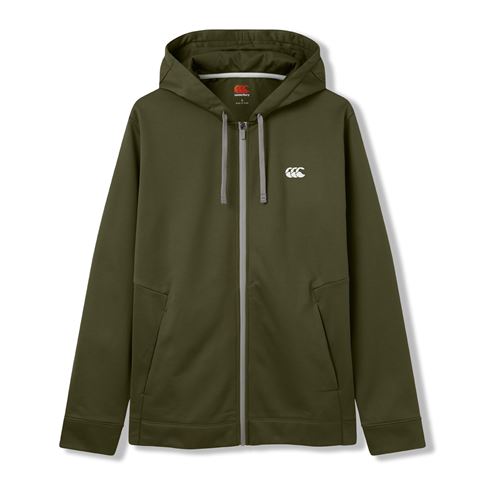 Canterbury Mens Tempo+ Full Zip Hoodie Ivy Green and White - Front View