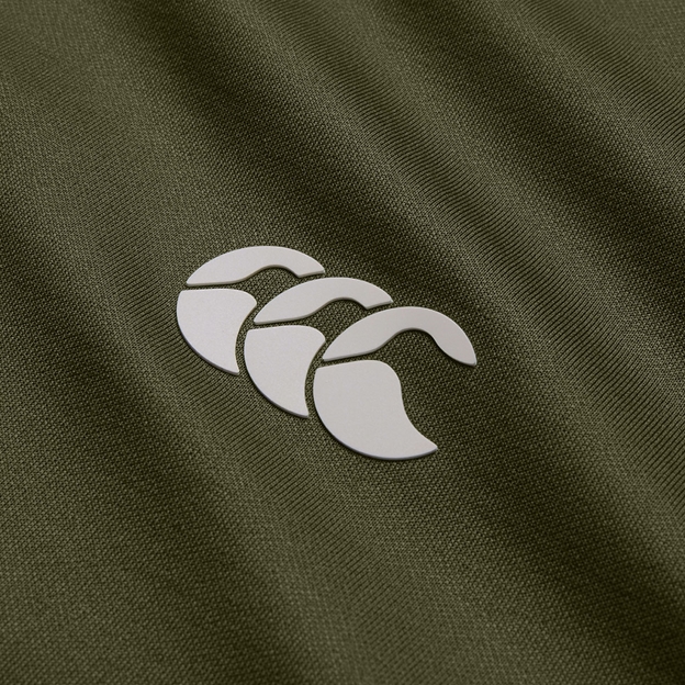 Canterbury Mens Tempo+ Full Zip Hoodie Ivy Green and White - CCC Logo Close-up