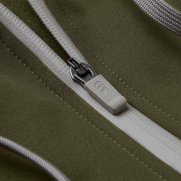 Canterbury Mens Tempo+ Full Zip Hoodie Ivy Green and White - Zipper Close-up