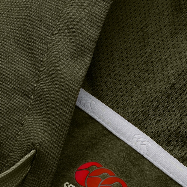 Canterbury Mens Tempo+ Full Zip Hoodie Ivy Green and White - Hood Lining Detail