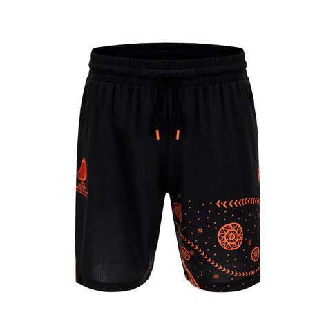 Rugby World Cup 2027 Kids Athleisure Basketball Shorts Black/Orange - Front View