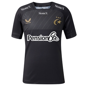 Saracens Kids Home Rugby Shirt 26/27 Caviar - Front View