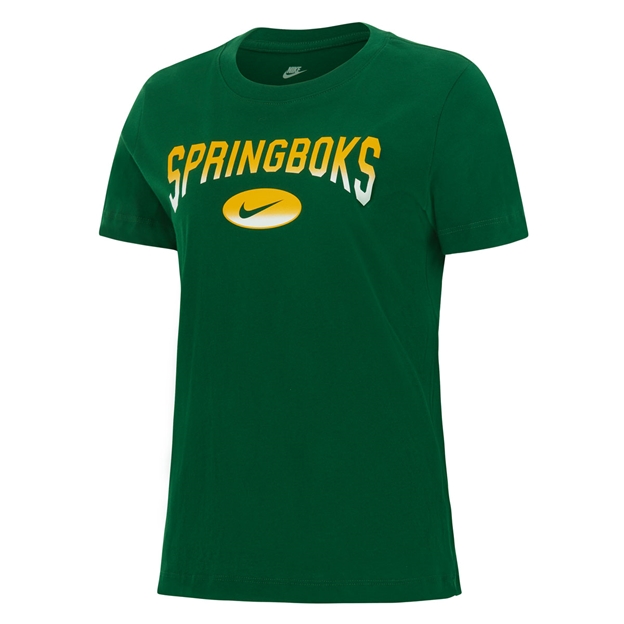 South Africa Springboks Womens Rugby T-Shirt 26/27 Gorge Green - Front View