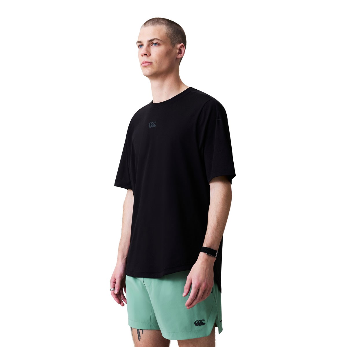Canterbury Mens Everest Dart Technical T-Shirt Black - Model Front View