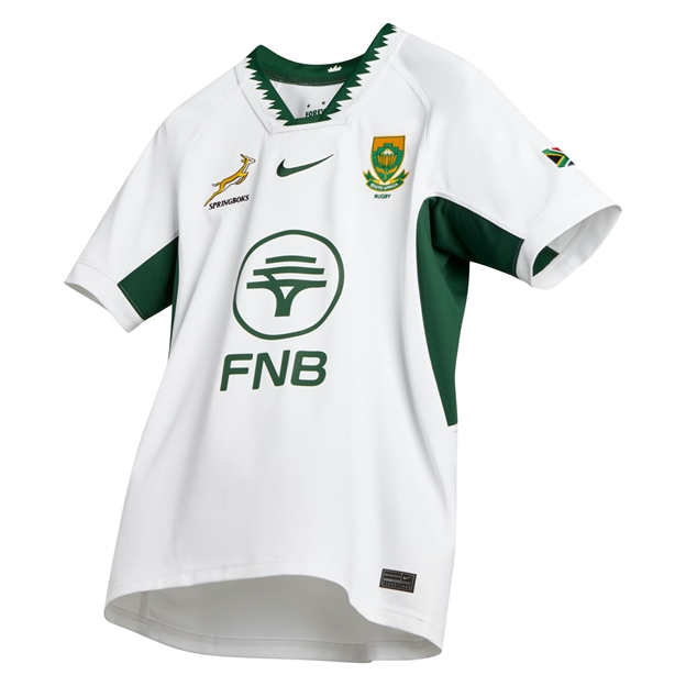 South Africa Springboks Mens Away Rugby Shirt 26/27 White - Hero View