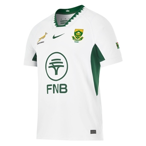 South Africa Springboks Mens Away Rugby Shirt 26/27 White - Front View