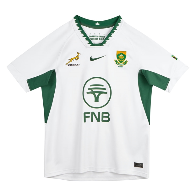 South Africa Springboks Mens Away Rugby Shirt 26/27 White - Flatlay View