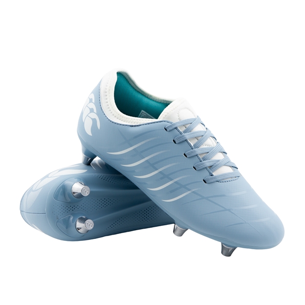 Canterbury Kids Phoenix 2.0 Team Soft Ground Rugby Boots Mountain Spring Blue - Front View