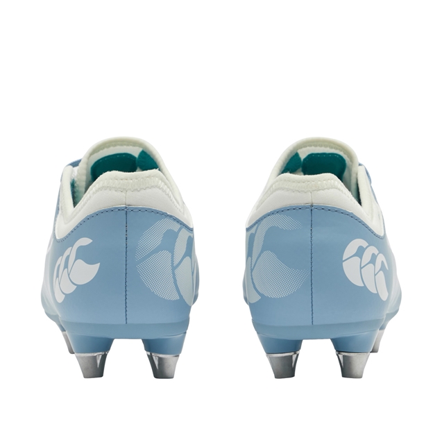 Canterbury Kids Phoenix 2.0 Team Soft Ground Rugby Boots Mountain Spring Grey - Heel View