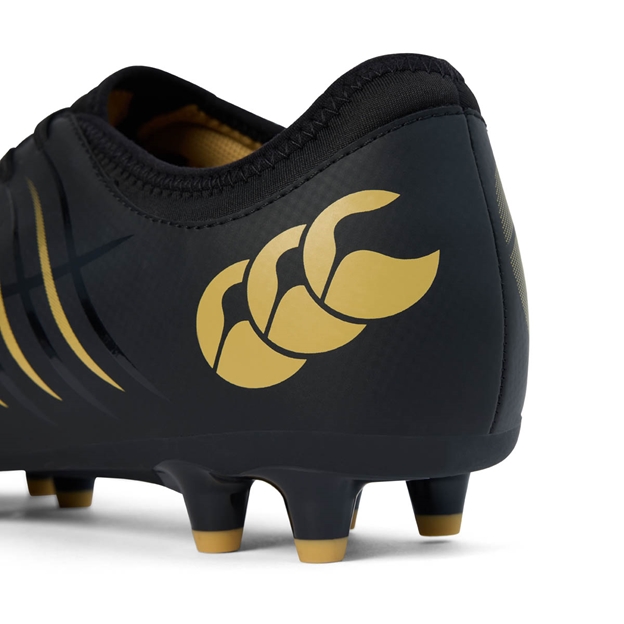 Canterbury Adults Phoenix 2.0 Team Firm Ground Rugby Boots Black - CCC Logo