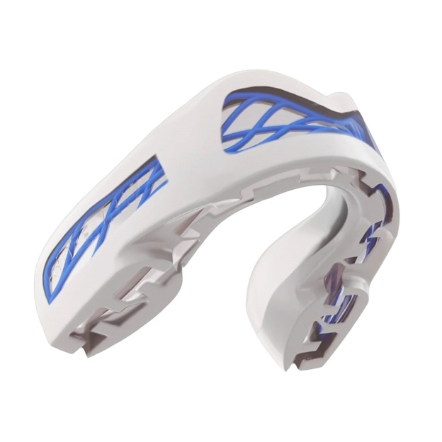 SafeJawz Nitro Series White/Blue Mouthguard Senior - Front View